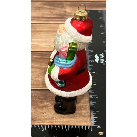 2013 HALLMARK KEEPSAKE ORNAMENT QXG7333 JOLLY OLD ELF GLASS SANTA TEDDY BEAR - Picture 6 of 10